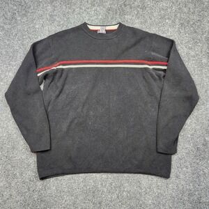 VTG BLUEiNK‎ Sweater Mens Medium Gray Striped Crewneck Knit Pullover Casual Wear